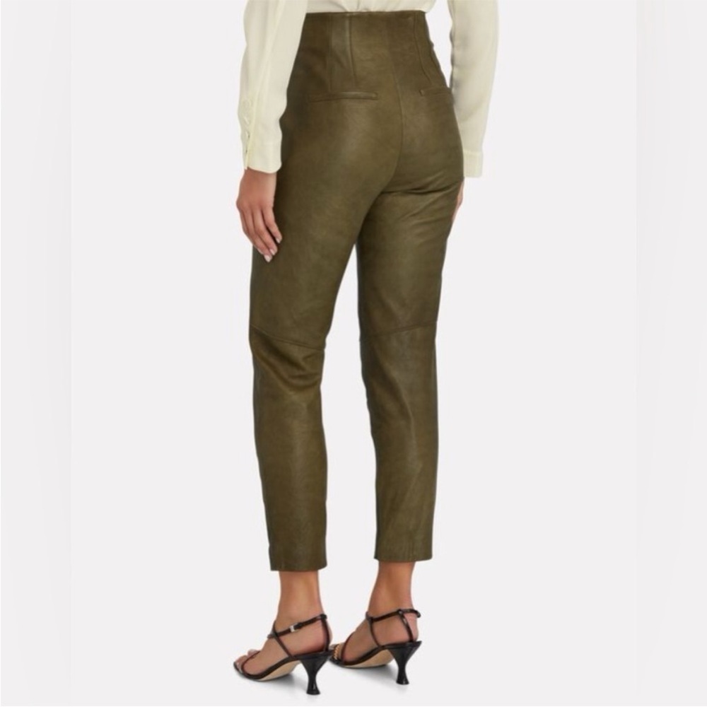 Veronica Beard Sethe Green Moto 100% Lamb Leather Pants size 4 chic 90s feminine - Picture 14 of 14
